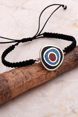 Mozaik İşlemeli Renkli Gümüş Makrome Bileklik 4271