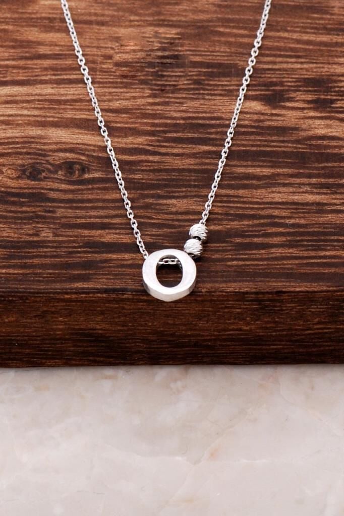 O Harfli Tasarım Gümüş Kolye 3827