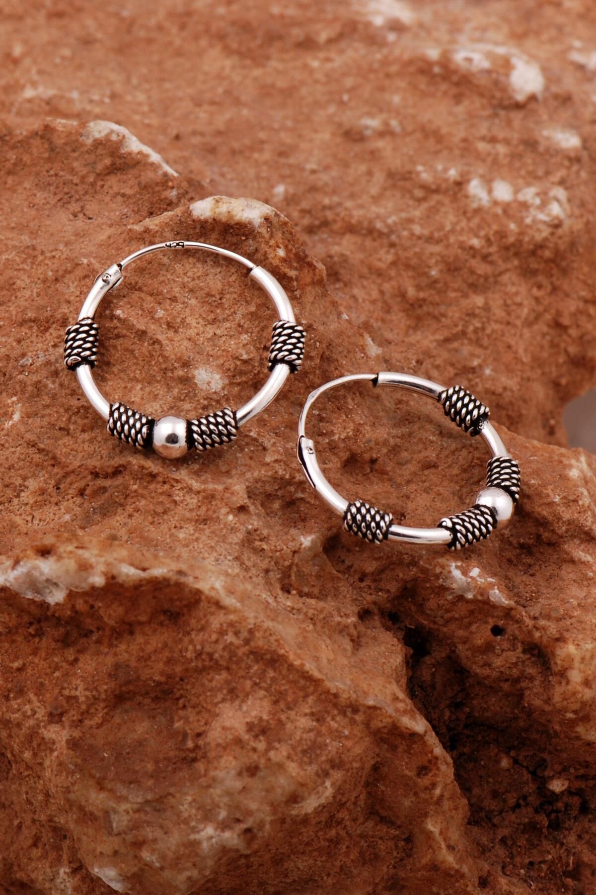 Şarnel Elişi Tasarım Sarma 21 Mm Gümüş Halka Küpe 6893