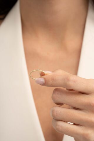 Taşlı Top Top Altın Kaplama Gümüş İnce Yüzük 5953