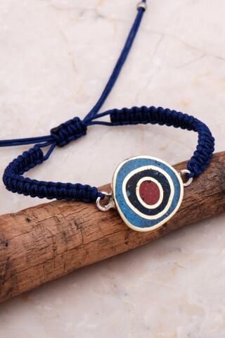 Mozaik İşlemeli Renkli Gümüş Makrome Bileklik 4273