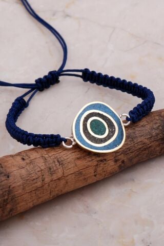 Mozaik İşlemeli Renkli Gümüş Makrome Bileklik 4274