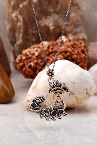 Şahmeran Telkari İşlemeli Küçük Boy Gümüş Kolye 3883