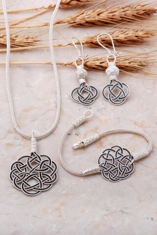 Aşk Düğümü Kazaziye El Sarması Gümüş Set 1409
