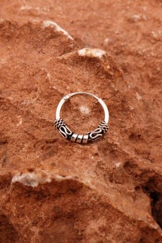 Sarma Elişi 14 Mm Gümüş Erkek Küpesi 6897