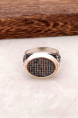 Siyah Safir Taşlı Gümüş Erkek Yüzük 301
