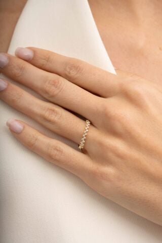 Taşlı Altın Kaplama Gümüş İnce Yüzük 5958