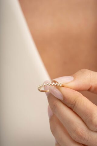 Taşlı Altın Kaplama Gümüş İnce Yüzük 5958