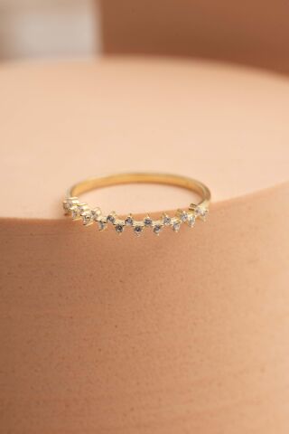 Taşlı Altın Kaplama Gümüş İnce Yüzük 5958