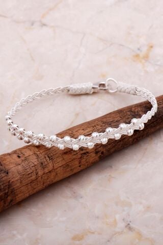 Kazaziye İşlemeli Elişi Dorika Örgü 1000 Ayar Gümüş Bileklik 4278