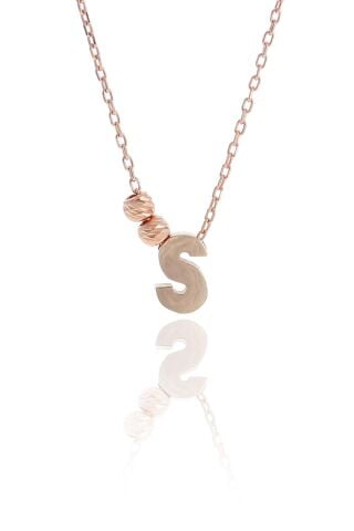 S Harfli Tasarım Rose Gümüş Kolye 3834