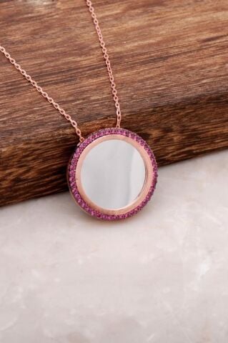 Tamtur Rubin Taşlı Gümüş Plaka Kolye 1213