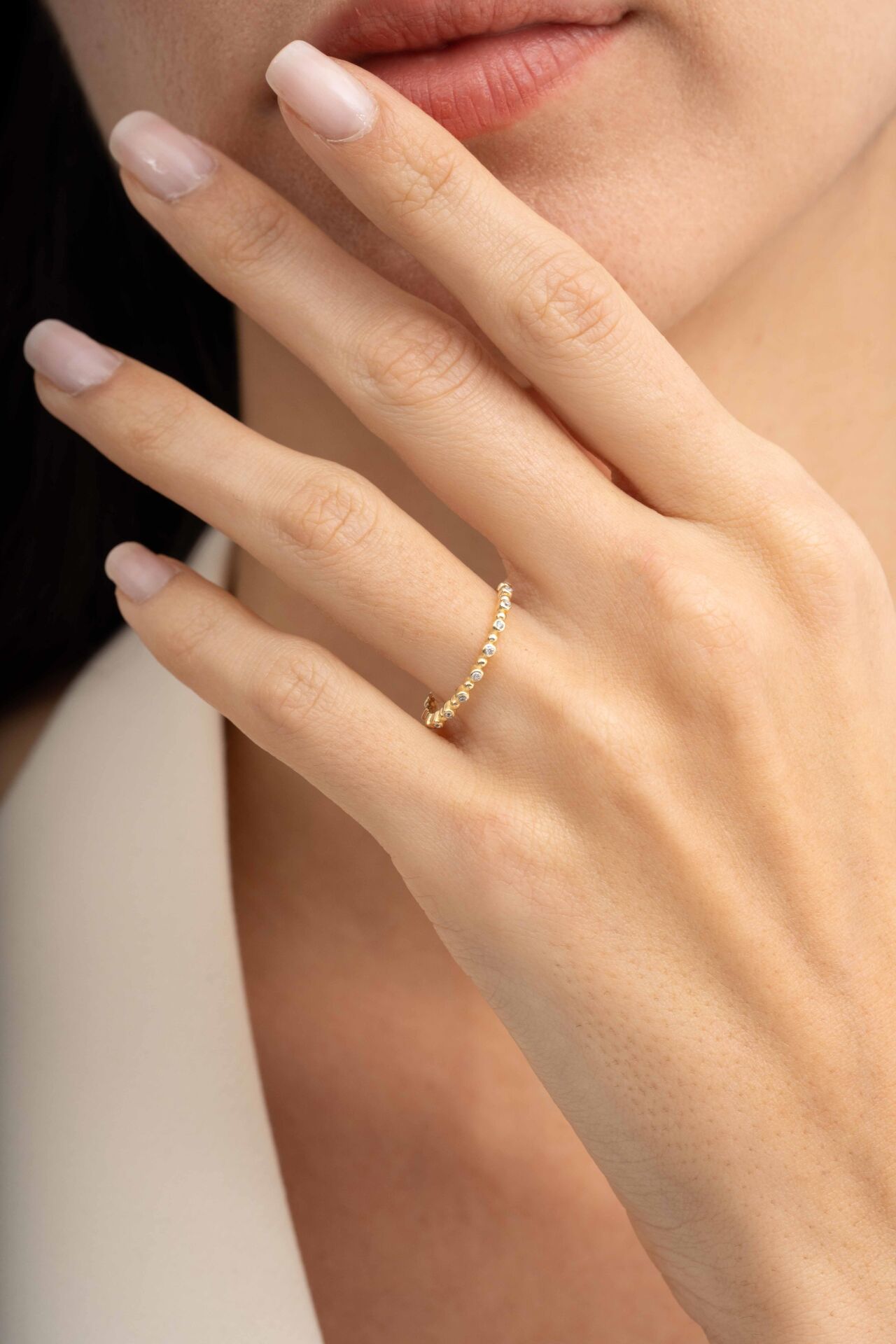 Taşlı Toplu Altın Kaplama Gümüş İnce Yüzük 5959