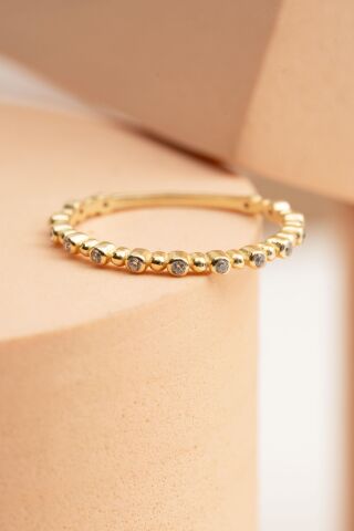 Taşlı Toplu Altın Kaplama Gümüş İnce Yüzük 5959