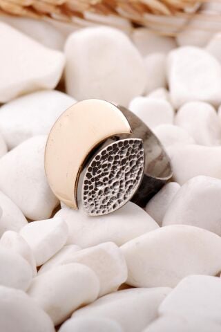 Çekiç Dövme Elişi Tasarım Gümüş Yüzük 3473