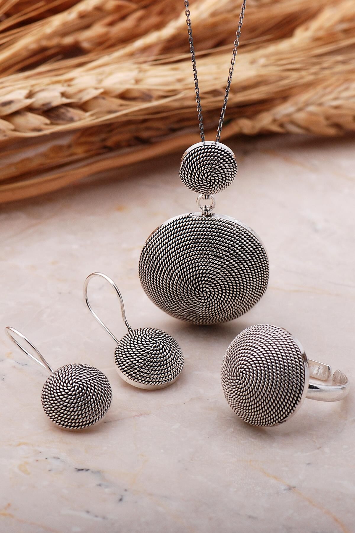 Telkari Elişi Burgu Gümüş Set 2359