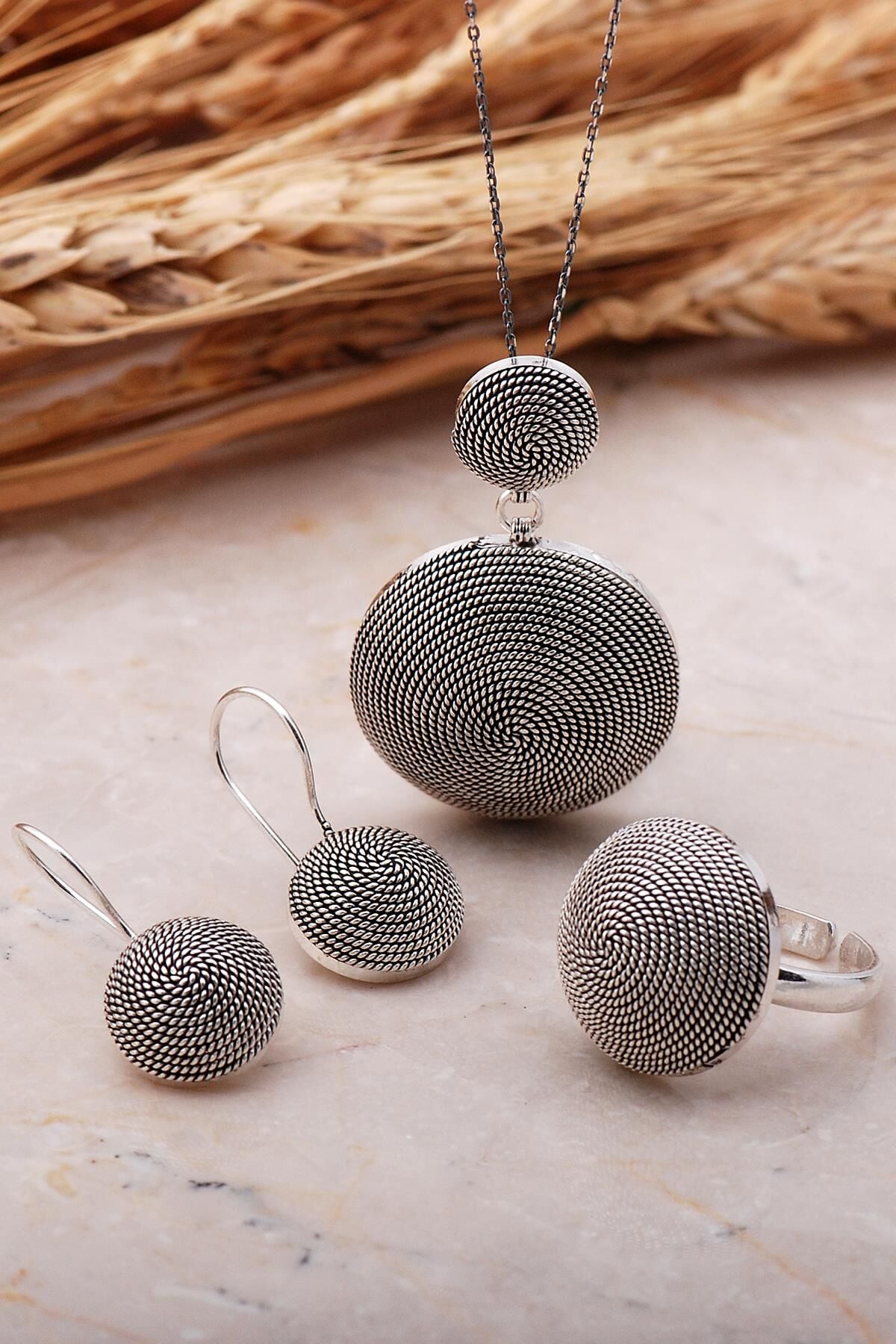 Telkari Elişi Burgu Gümüş Set 2359