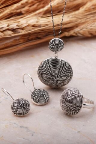 Telkari Elişi Burgu Gümüş Set 2359