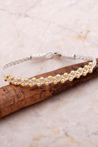 Kazaziye İşlemeli Elişi Altın Kaplama Toplu Gümüş Bileklik 4280