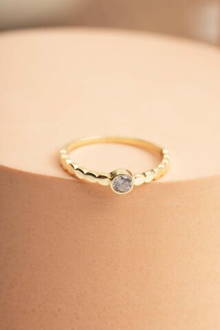 Tektaş Altın Kaplama Gümüş İnce Yüzük 5961