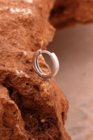 Gümüş 12 Mm Rodyumlu Halka Erkek Küpesi 6902