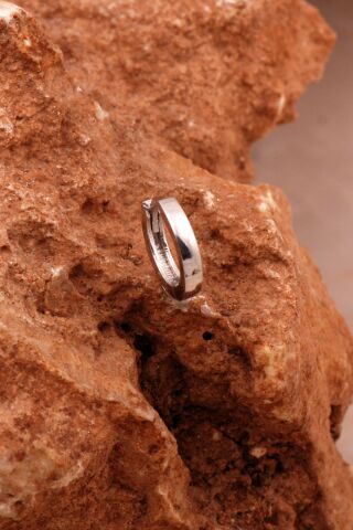 Gümüş 12 Mm Rodyumlu Halka Erkek Küpesi 6902