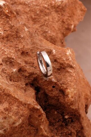 Gümüş 12 Mm Rodyumlu Halka Erkek Küpesi 6902