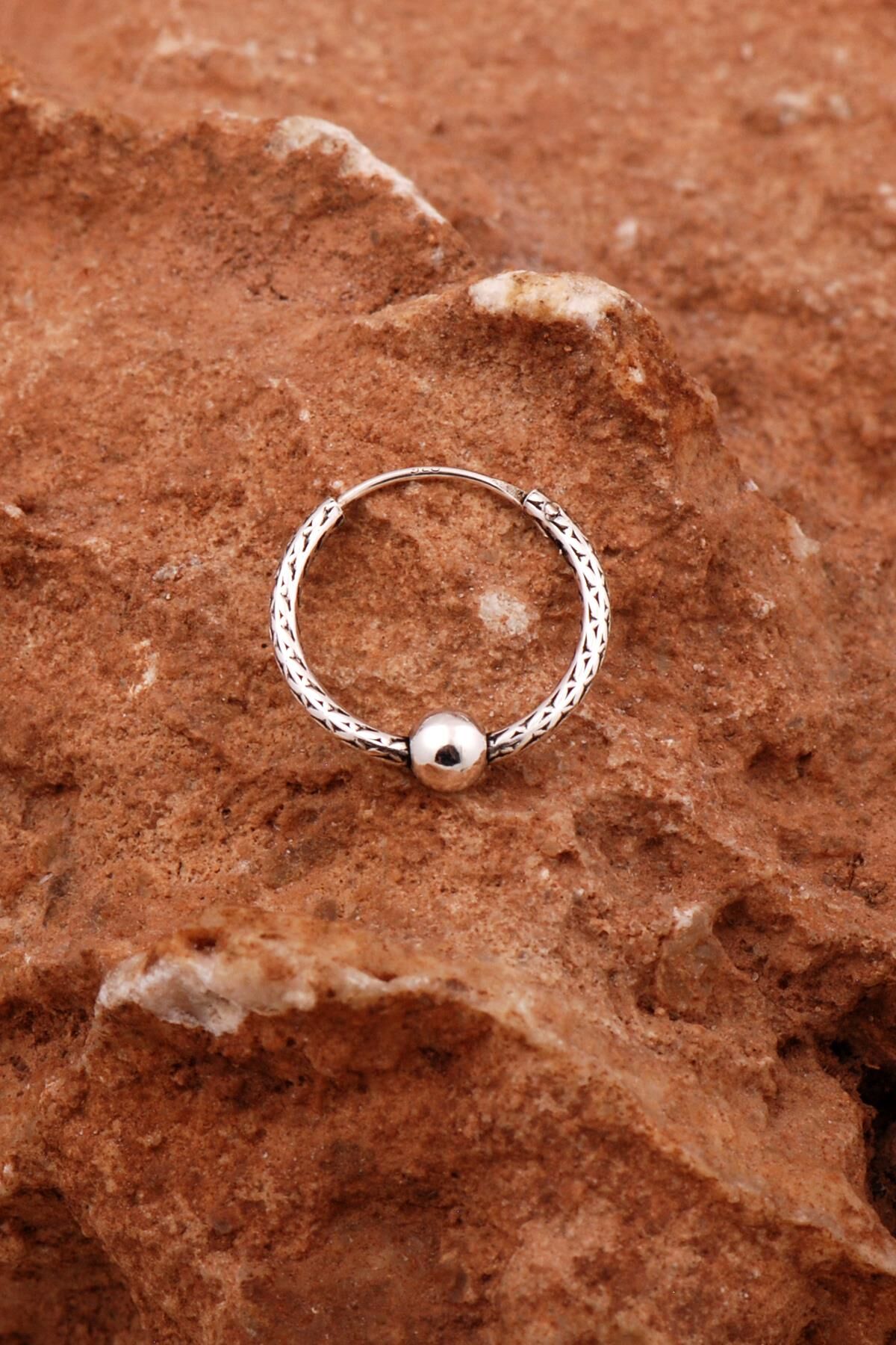 Dövme Tasarım Gümüş 16 Mm Erkek Küpesi 6898