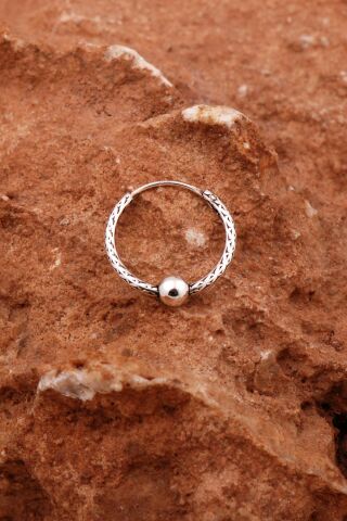 Dövme Tasarım Gümüş 16 Mm Erkek Küpesi 6898