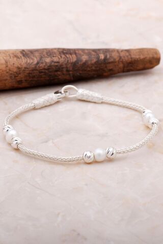 Kazaziye Dorika İnci Taşlı 1000 Ayar Gümüş Bileklik 3464