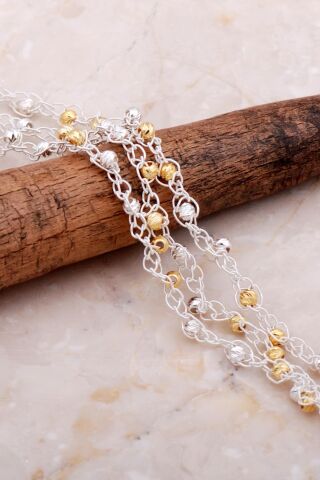 Kazaziye İşlemeli Elişi Dorissa Tığ Örgü Gümüş Bileklik 4284