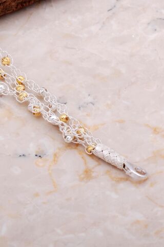 Kazaziye İşlemeli Elişi Dorissa Tığ Örgü Gümüş Bileklik 4284