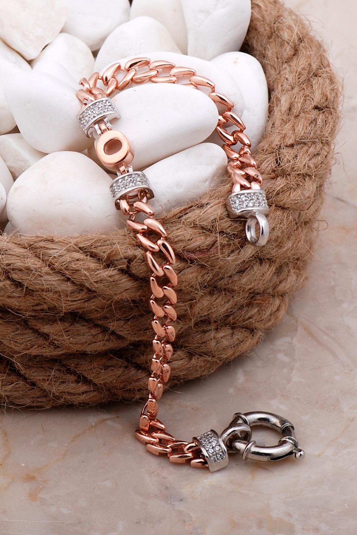 O Harfli Gurmet Rose Gümüş Bileklik 4077