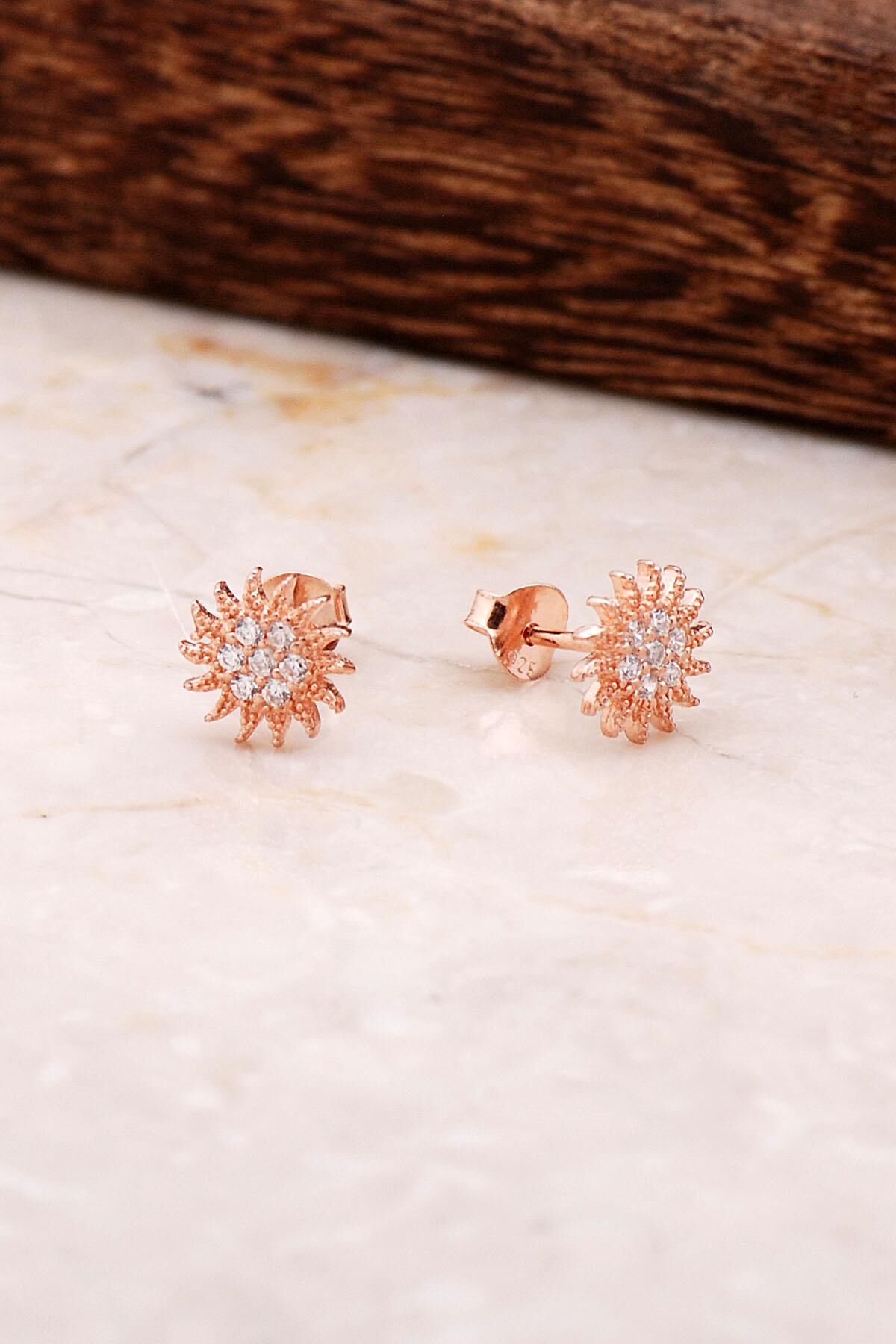 Güneş Rose Gümüş Küpe 4796