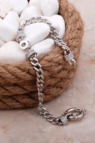 Ö Harfli Gurmet Rodyumlu Gümüş Bileklik 4079