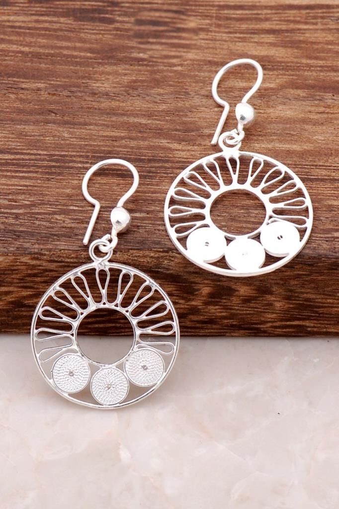 Telkari İşlemeli Gümüş Küpe 1011