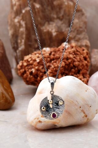 Çekiç Dövme Tasarım Gümüş Kolye 6509