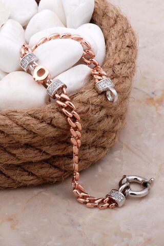 Ö Harfli Gurmet Rose Gümüş Bileklik 4080