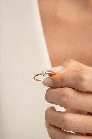 Taşlı Kare Altın Kaplama Gümüş İnce Yüzük 5968