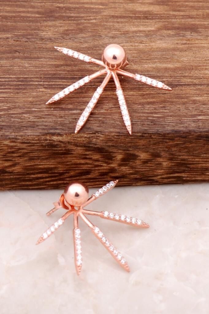 Güneşin Tılsımı Rose Gümüş Küpe 1424