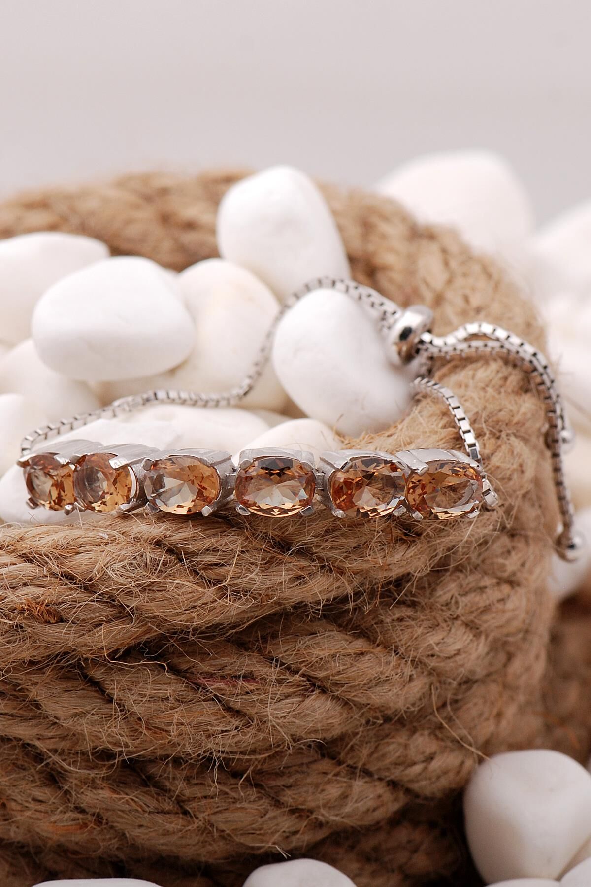 Sultan Taşlı Rodyumlu Asansörlü Gümüş Bileklik 3848