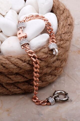 P Harfli Gurmet Rose Gümüş Bileklik 4083