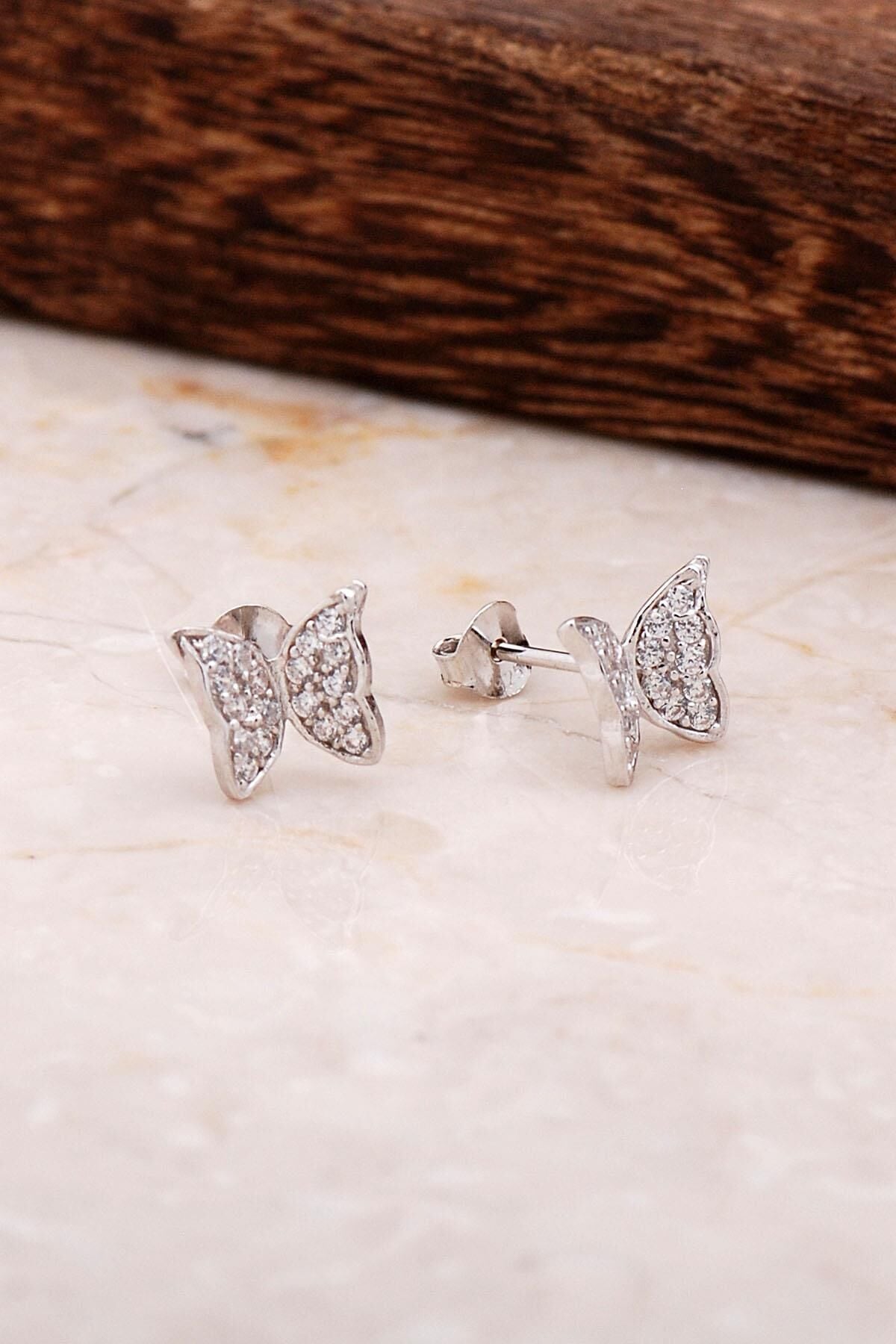 Kelebek Gümüş Küpe 4812