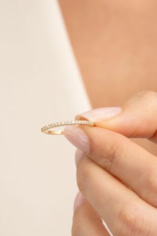 Yarım Tur Taşlı Altın Kaplama Gümüş İnce Yüzük 5972