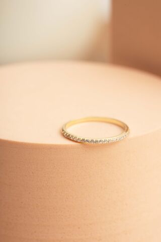 Yarım Tur Taşlı Altın Kaplama Gümüş İnce Yüzük 5972