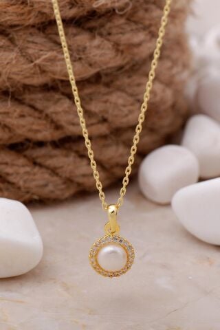 İnci Taşlı Altın Yaldızlı Gümüş Trend İkili Set 2488