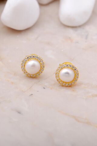 İnci Taşlı Altın Yaldızlı Gümüş Trend İkili Set 2488