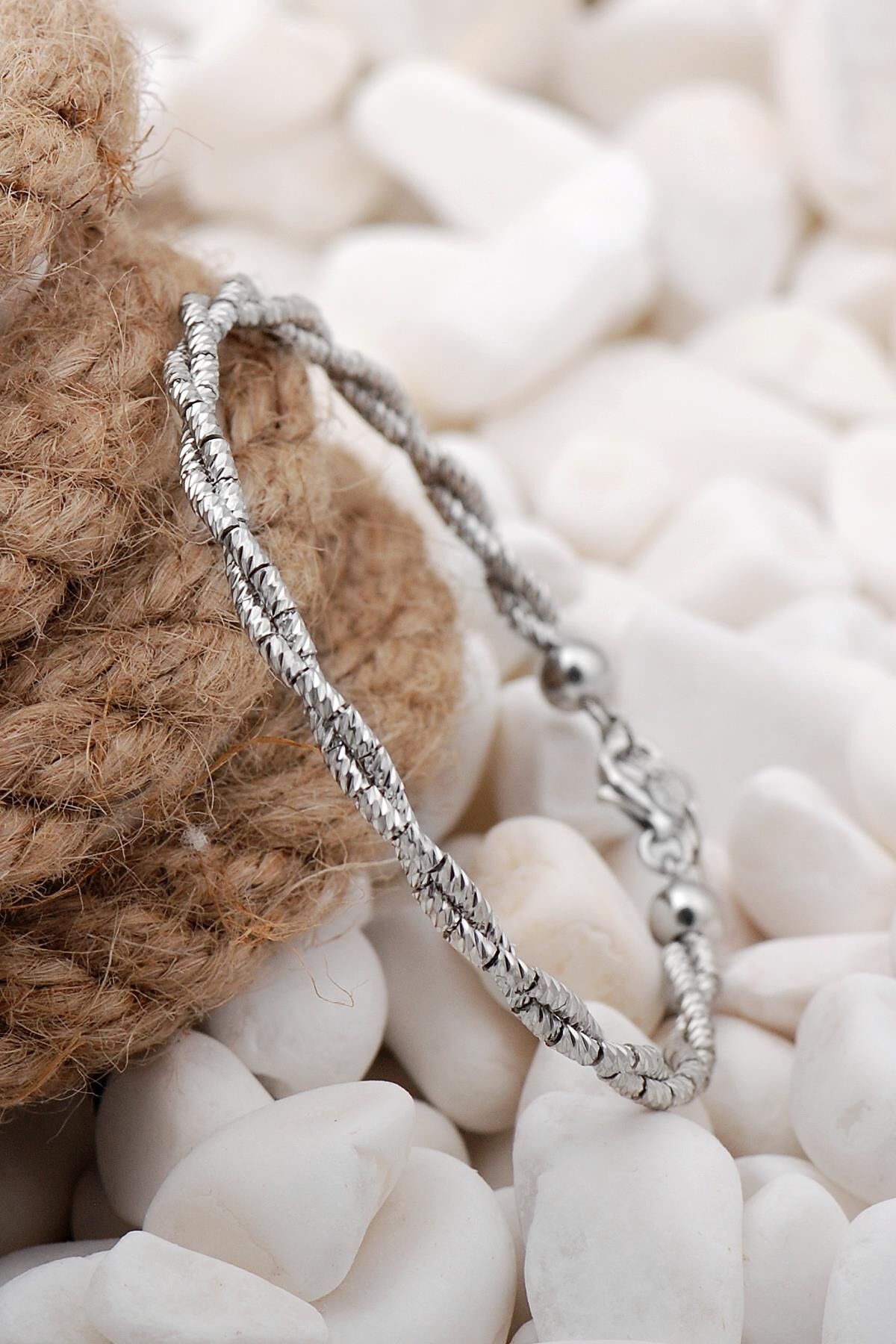 Dorika Rodyumlu 925 Ayar Gümüş Bilezik 08