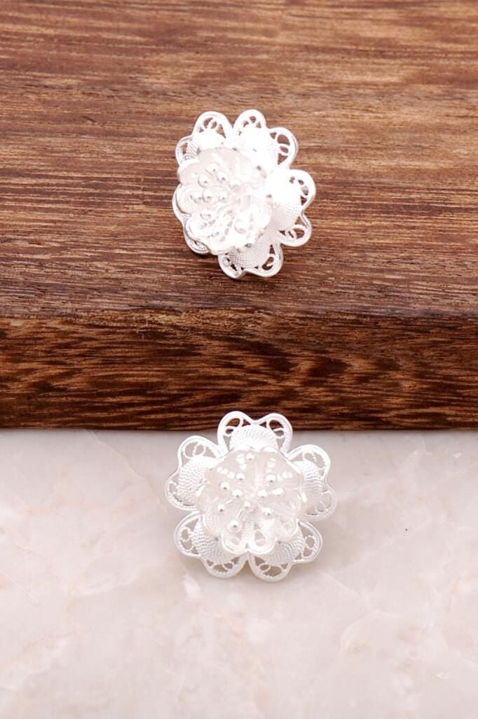 Telkari İşçilikli El Yapımı Yöresel Gümüş Küpe 318