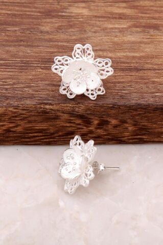 El Yapımı Gümüş Telkari Küpe 30